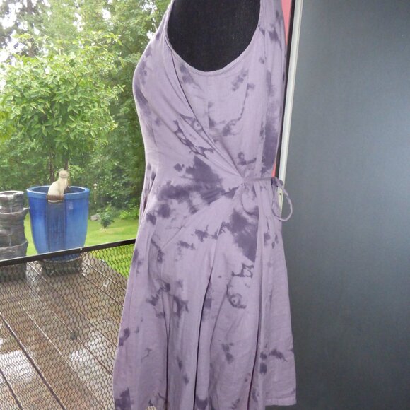 QUIRKY ABIGAIL GOTH BOHO STUDDED PURPLE FULLY LINED TIE BACK MINI DRESS 16 - Picture 2 of 5